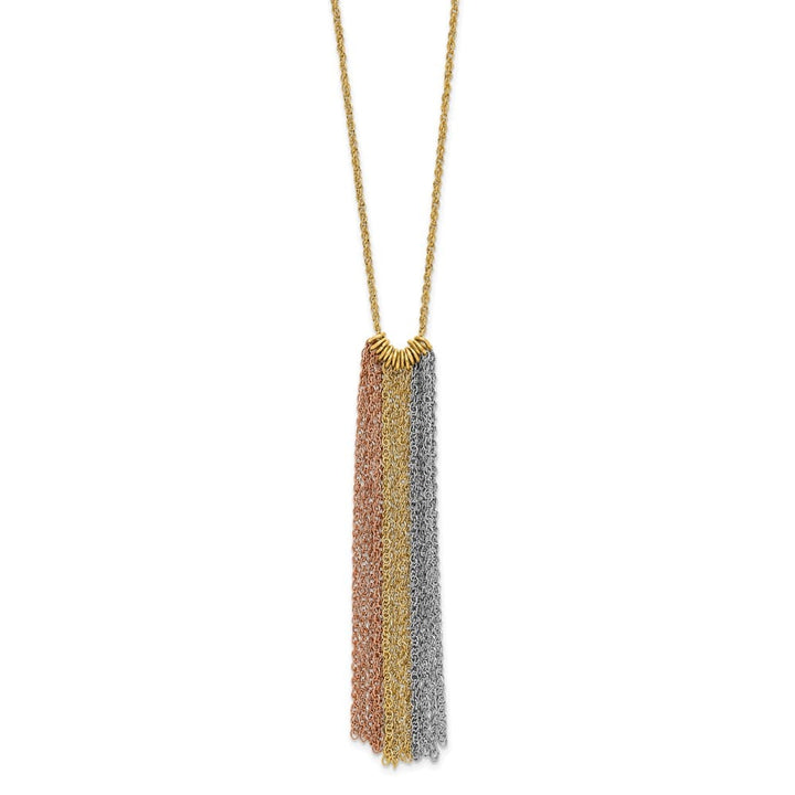 14K Tri-Color Gold Dangle Chain 18 inch Necklace