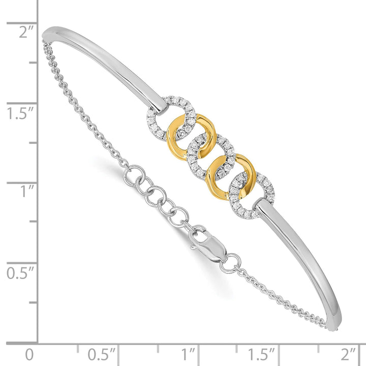 14k Two-tone 1/5 carat Diamond Circles Half-Bangle 7 inch Bracelet