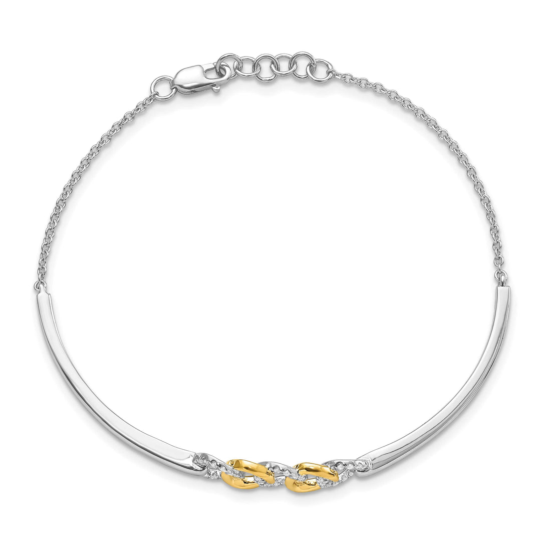 14k Two-tone 1/5 carat Diamond Circles Half-Bangle 7 inch Bracelet