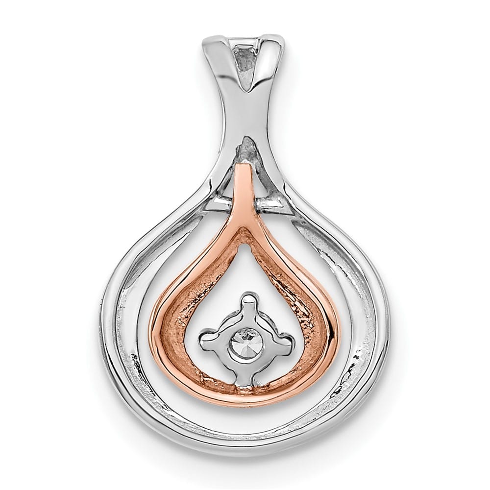 14K Two-Tone Gold 1/15 ct Diamond Fancy Chain Slide