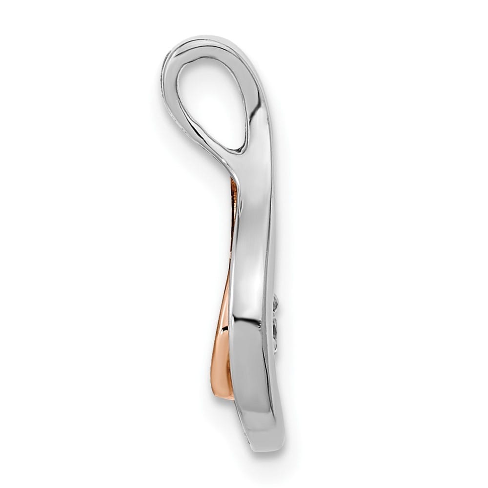 14K Two-Tone Gold 1/15 ct Diamond Fancy Chain Slide