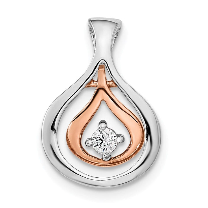 14K Two-Tone Gold 1/15 ct Diamond Fancy Chain Slide