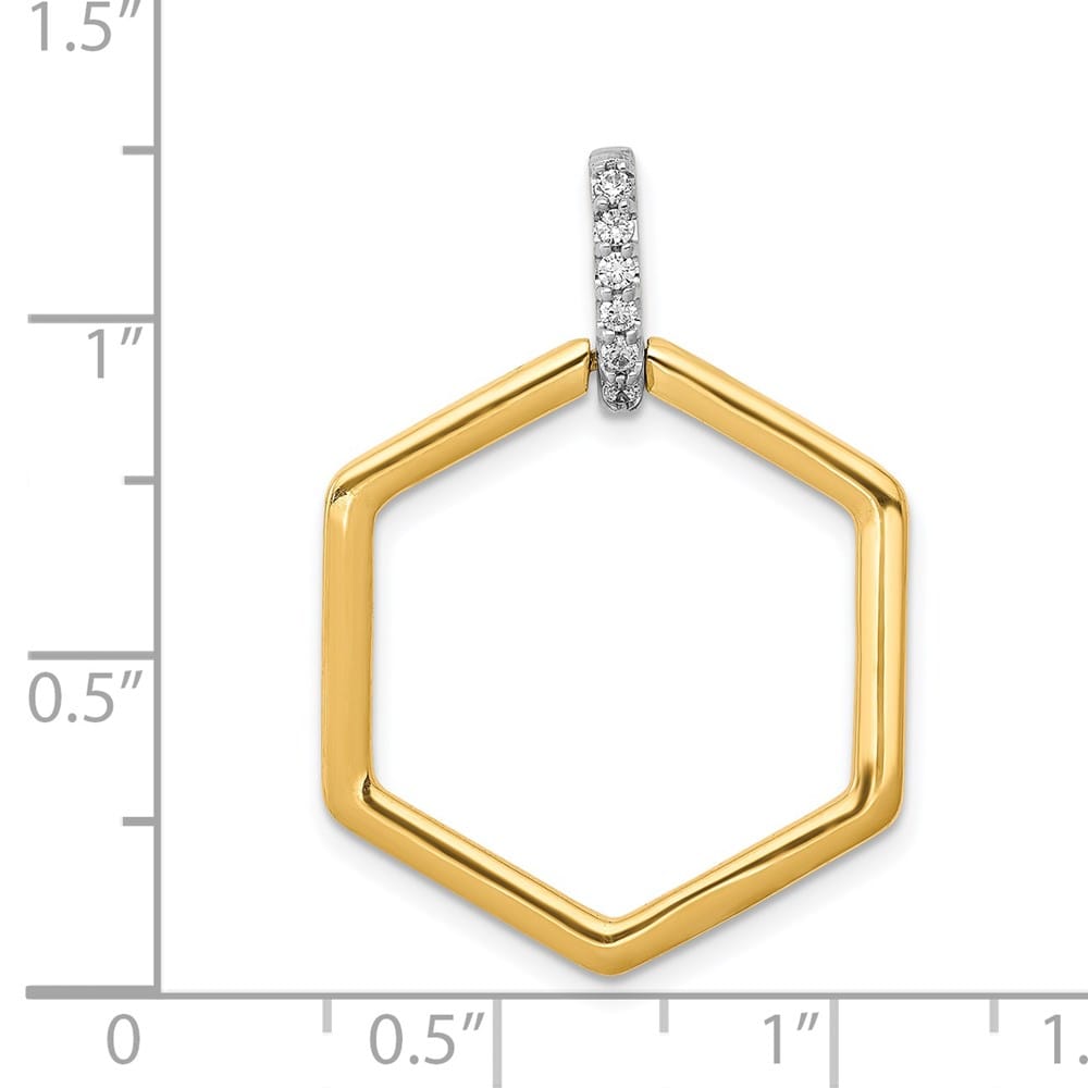 14K Two-Tone Gold 1/15 ct Diamond Fancy Hexagon Pendant