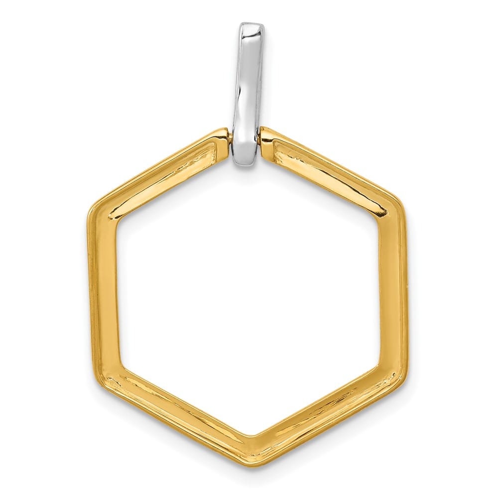 14K Two-Tone Gold 1/15 ct Diamond Fancy Hexagon Pendant