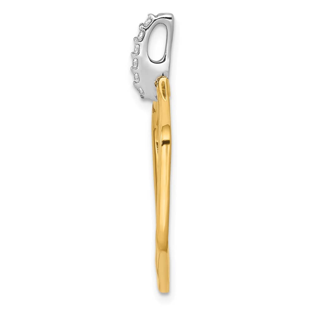 14K Two-Tone Gold 1/15 ct Diamond Fancy Hexagon Pendant