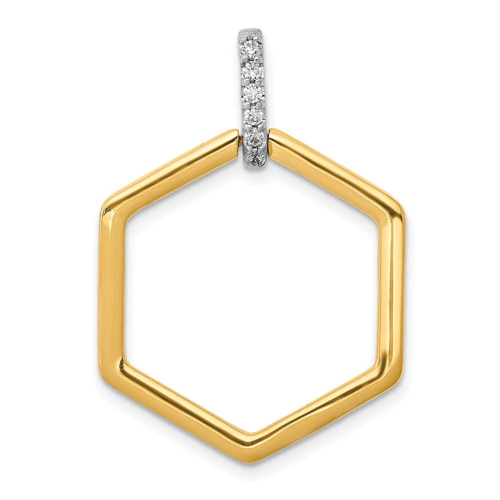 14K Two-Tone Gold 1/15 ct Diamond Fancy Hexagon Pendant