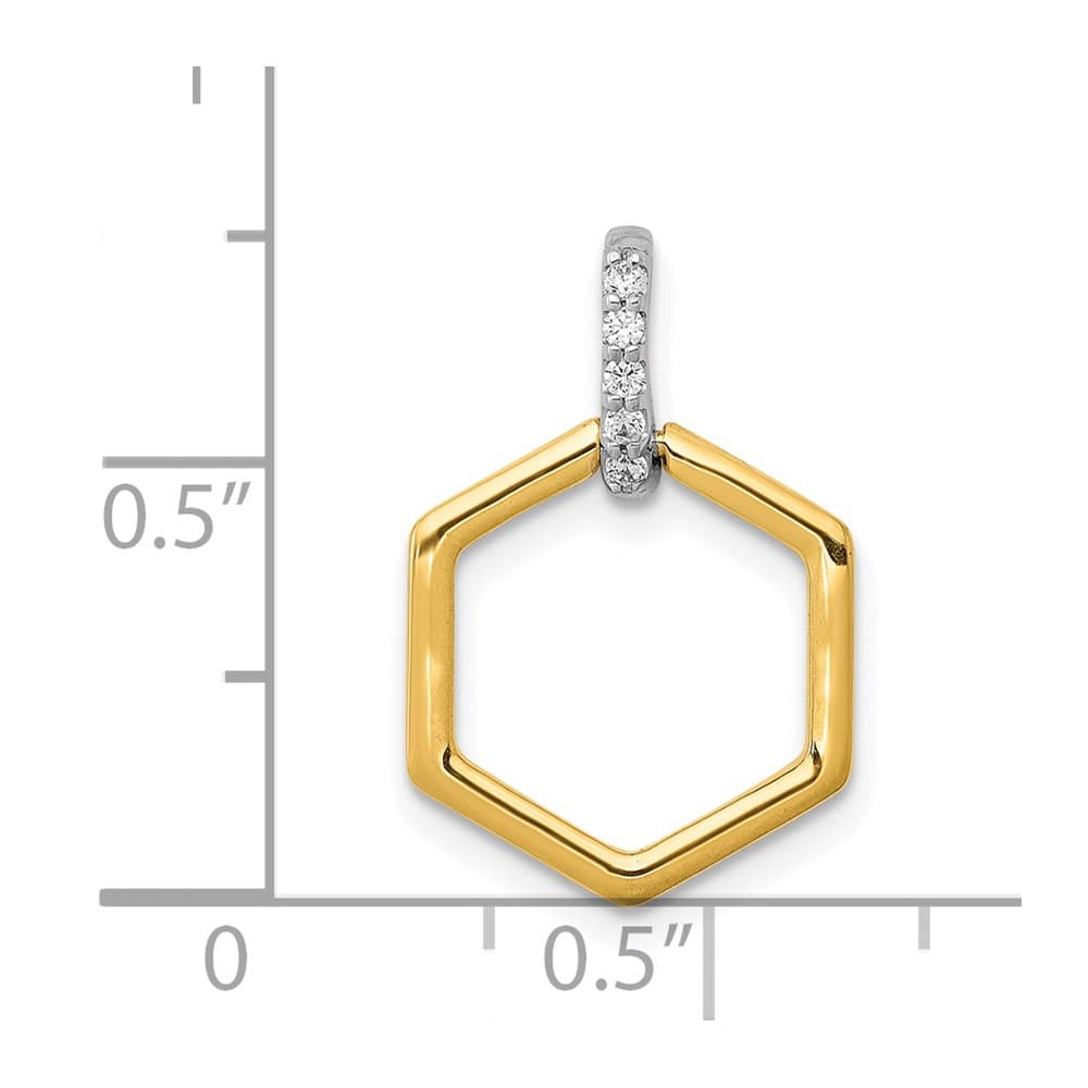 14K Two-Tone Gold 1/20 ct Diamond Fancy Hexagon Pendant