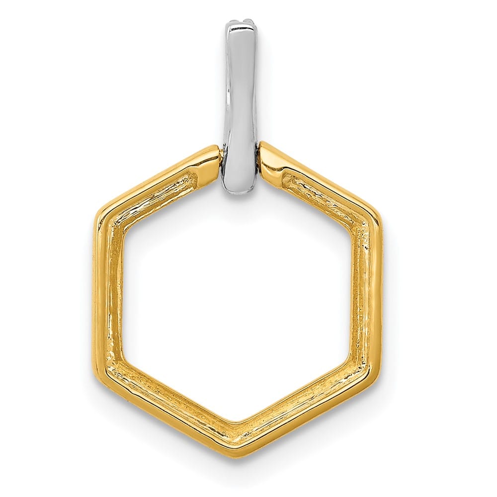 14K Two-Tone Gold 1/20 ct Diamond Fancy Hexagon Pendant