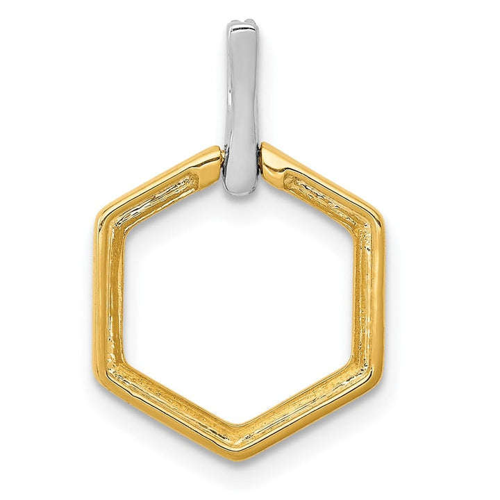 14K Two-Tone Gold 1/20 ct Diamond Fancy Hexagon Pendant