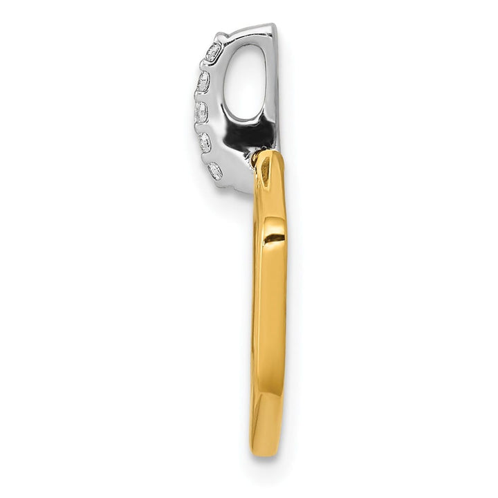 14K Two-Tone Gold 1/20 ct Diamond Fancy Hexagon Pendant