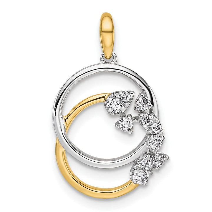 14K Two-Tone Gold 1/5 ct Diamond Intertwined Circles Pendant