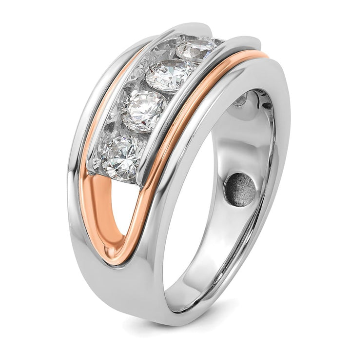 14k Two-Tone Gold 10.6 mm Channel-set 5-Stone I1 Diamond Men's Ring