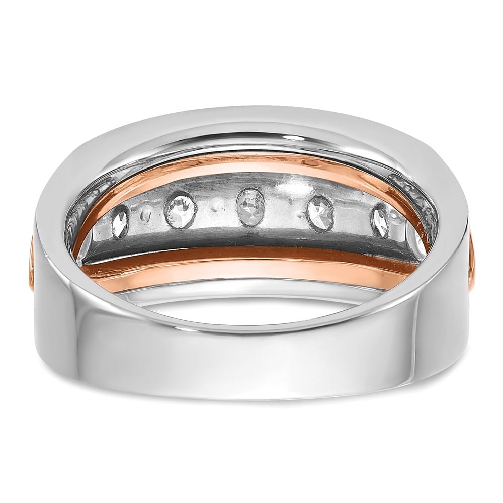 14k Two-Tone Gold 10.6 mm Channel-set 5-Stone I1 Diamond Men's Ring