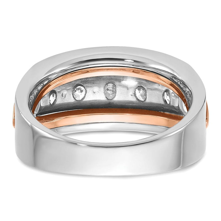 14k Two-Tone Gold 10.6 mm Channel-set 5-Stone I1 Diamond Men's Ring