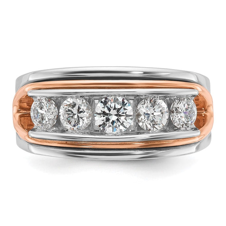 14k Two-Tone Gold 10.6 mm Channel-set 5-Stone I1 Diamond Men's Ring