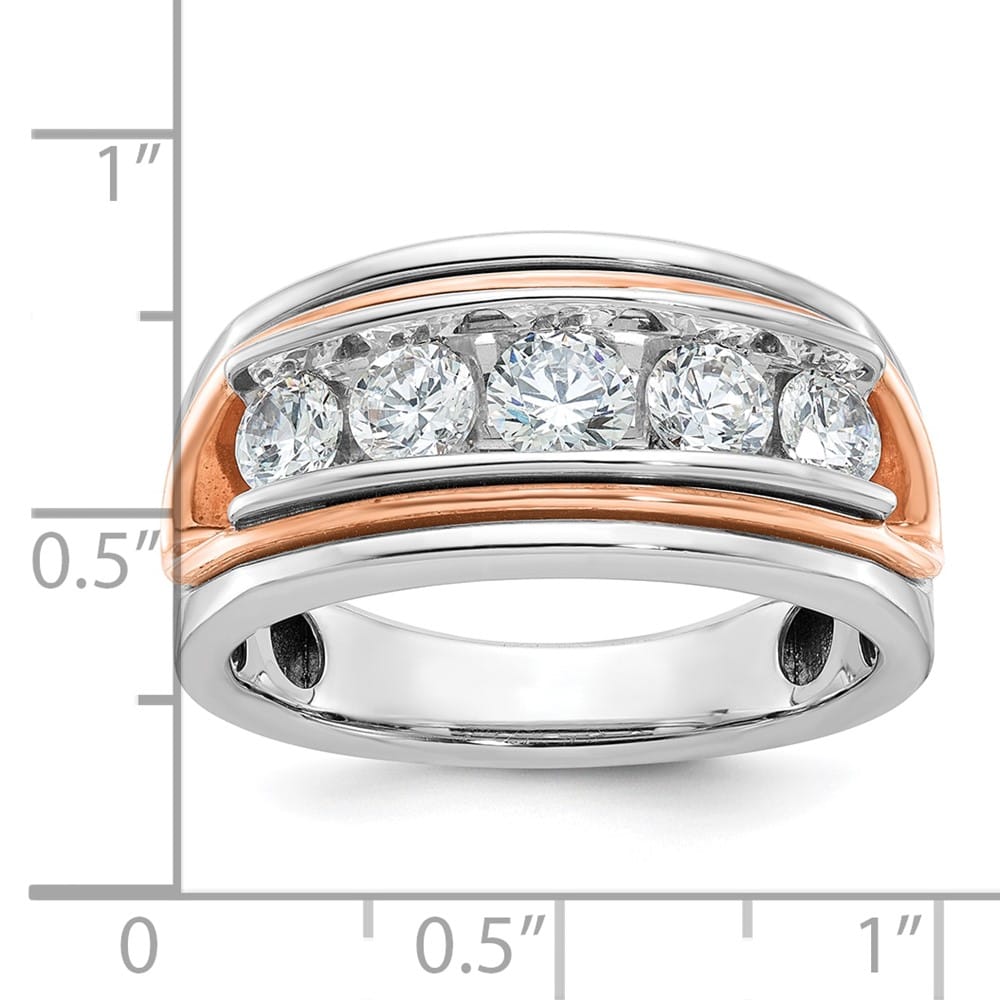 14k Two-Tone Gold 10.6 mm Channel-set 5-Stone I1 Diamond Men's Ring