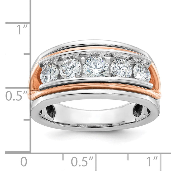 14k Two-Tone Gold 10.6 mm Channel-set 5-Stone I1 Diamond Men's Ring