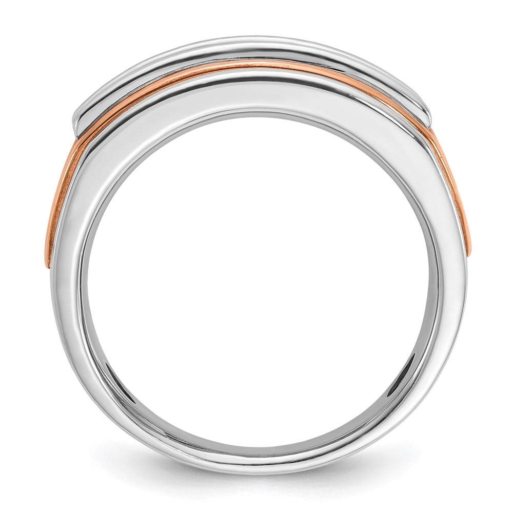14k Two-Tone Gold 10.6 mm Channel-set 5-Stone I1 Diamond Men's Ring