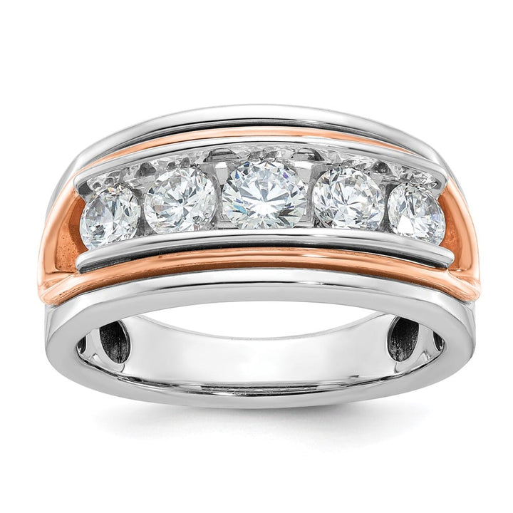 14k Two-Tone Gold 10.6 mm Channel-set 5-Stone I1 Diamond Men's Ring