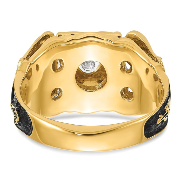 14k Two-Tone Gold 11.28 g Diamond Black Enamel Masonic Ring