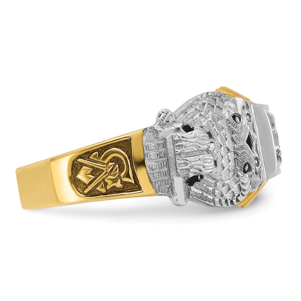 14k Two-Tone Gold 11.82 g Diamond Black Enamel and 32nd Degree Ring
