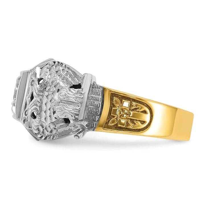 14k Two-Tone Gold 11.82 g Diamond Black Enamel and 32nd Degree Ring