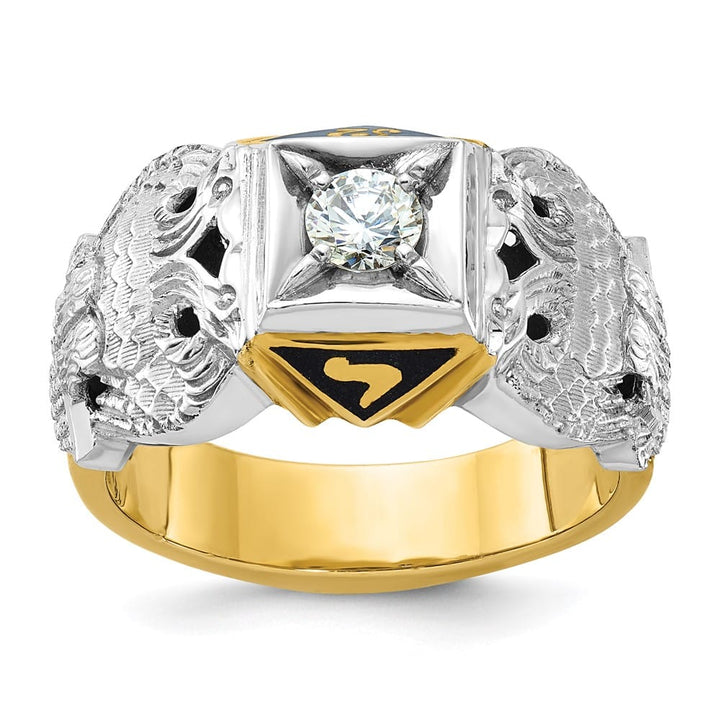 14k Two-Tone Gold 11.82 g Diamond Black Enamel and 32nd Degree Ring