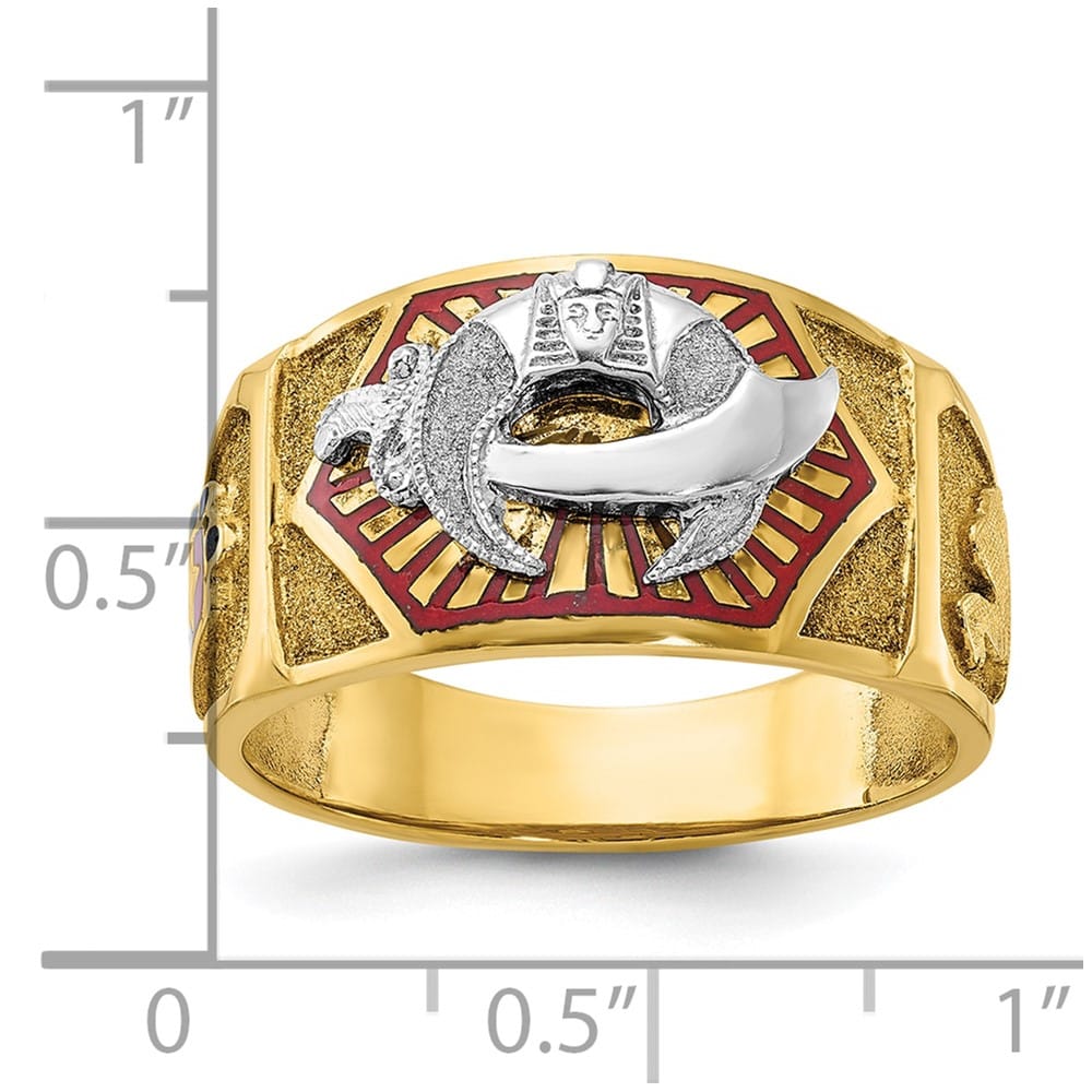 14k Two-Tone Gold 12.2 mm with Multi-Color Enamel Masonic Ring