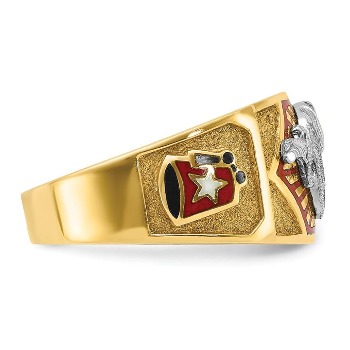 14k Two-Tone Gold 12.2 mm with Multi-Color Enamel Masonic Ring