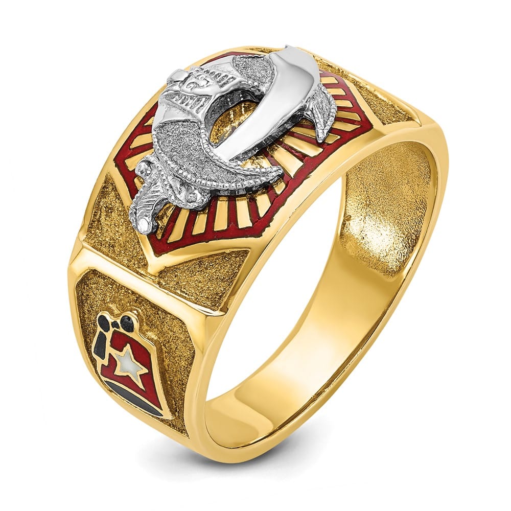 14k Two-Tone Gold 12.2 mm with Multi-Color Enamel Masonic Ring