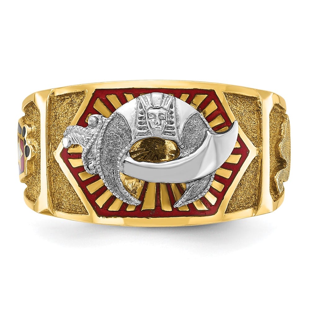 14k Two-Tone Gold 12.2 mm with Multi-Color Enamel Masonic Ring