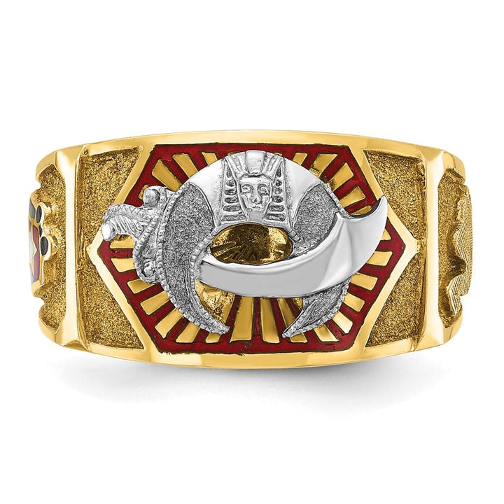 14k Two-Tone Gold 12.2 mm with Multi-Color Enamel Masonic Ring