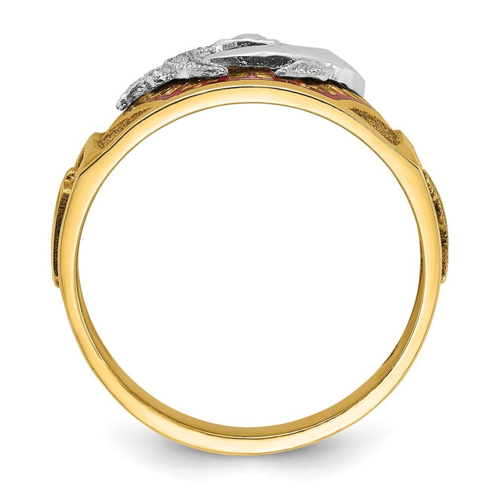 14k Two-Tone Gold 12.2 mm with Multi-Color Enamel Masonic Ring
