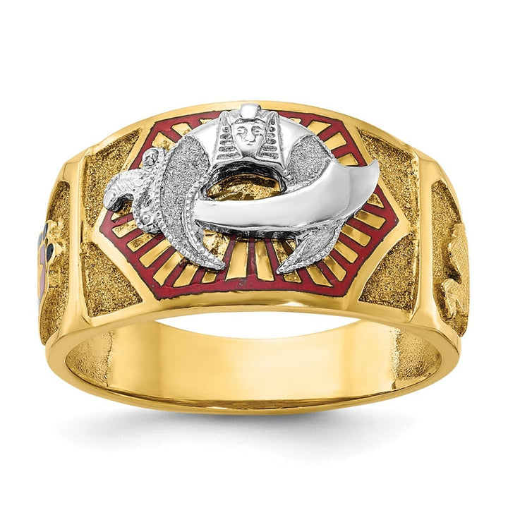 14k Two-Tone Gold 12.2 mm with Multi-Color Enamel Masonic Ring