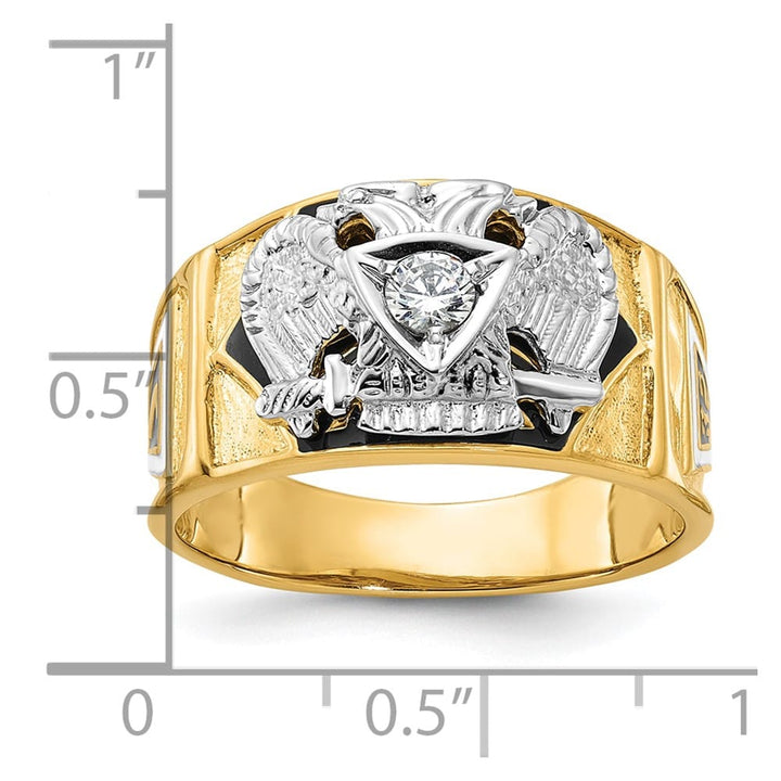 14k Two-Tone Gold 12.6 mm with Multi-Color Enamel 32nd Degree Ring