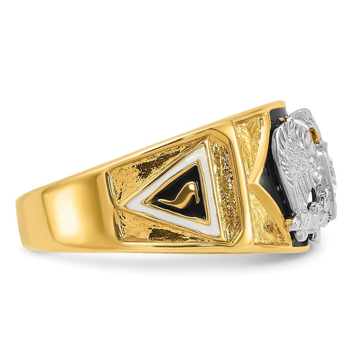 14k Two-Tone Gold 12.6 mm with Multi-Color Enamel 32nd Degree Ring