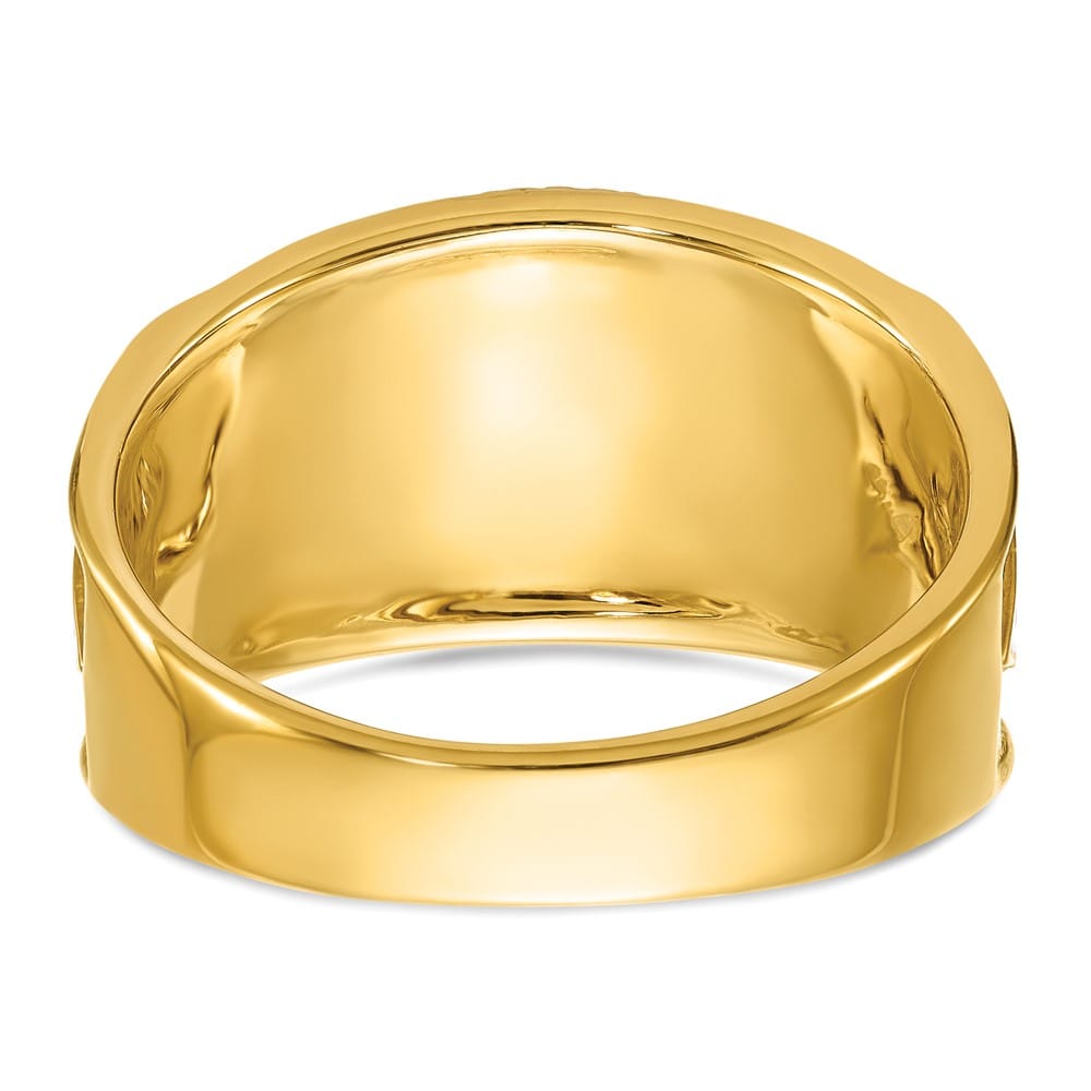 14k Two-Tone Gold 12.6 mm with Multi-Color Enamel 32nd Degree Ring
