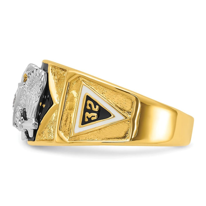 14k Two-Tone Gold 12.6 mm with Multi-Color Enamel 32nd Degree Ring