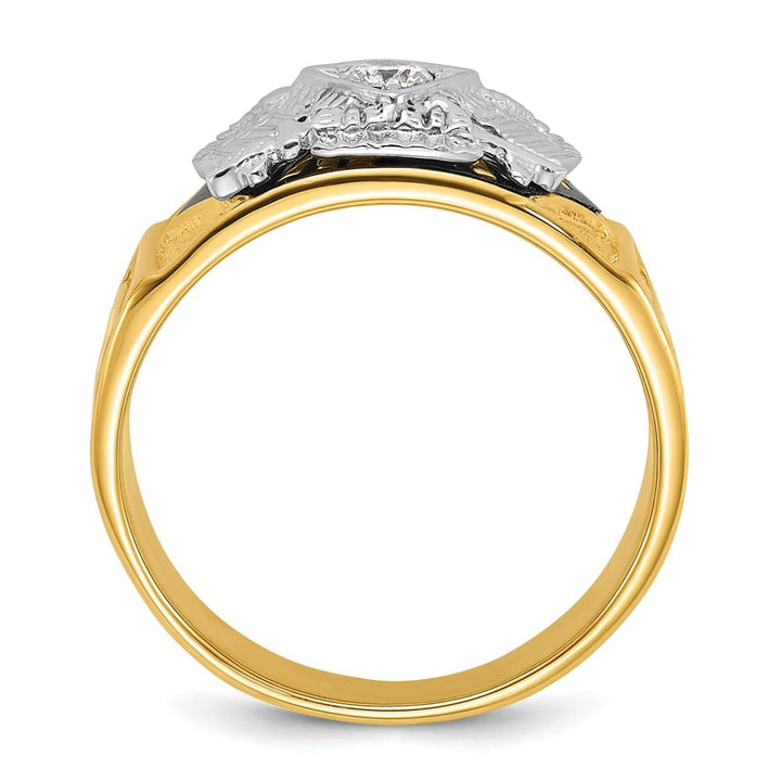 14k Two-Tone Gold 12.6 mm with Multi-Color Enamel 32nd Degree Ring