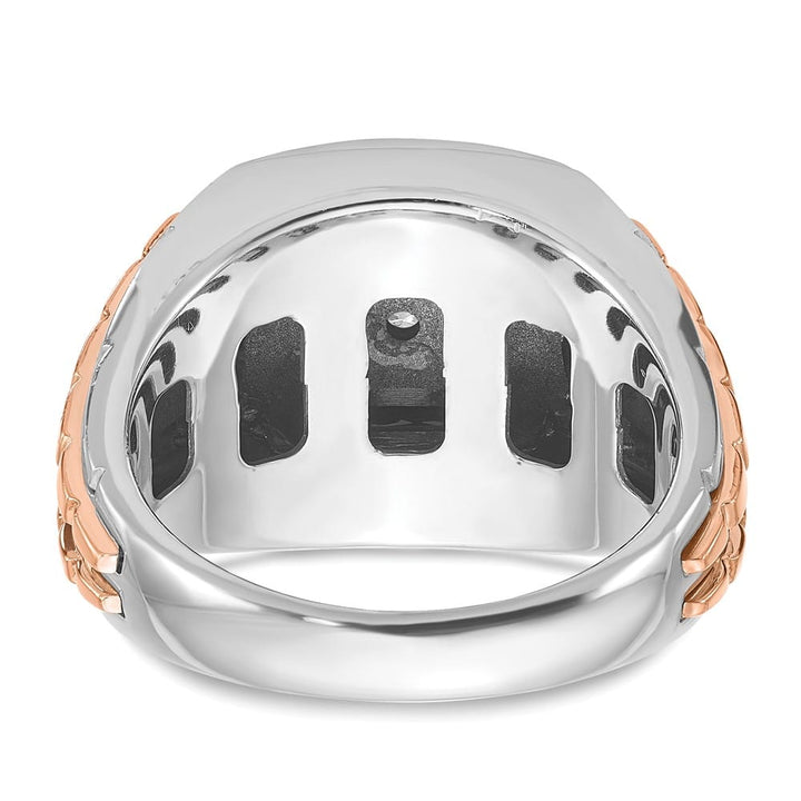 14k Two-Tone Gold 12.62 mm 12.40 g Cushion Onyx Diamond Men's Ring