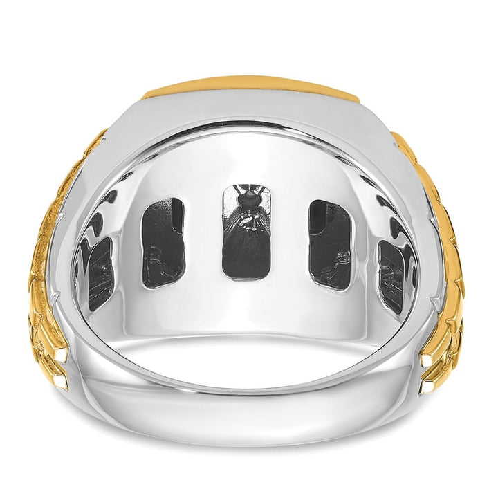 14k Two-Tone Gold 12.62 mm 12.48 g Cushion Onyx Diamond Men's Ring