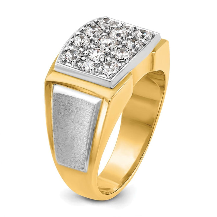 14k Two-Tone Gold 12.7 mm I1 Quality Diamond Cluster Men's Ring