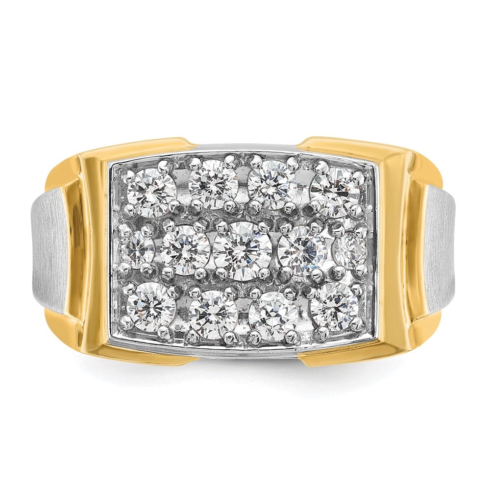 14k Two-Tone Gold 12.7 mm I1 Quality Diamond Cluster Men's Ring