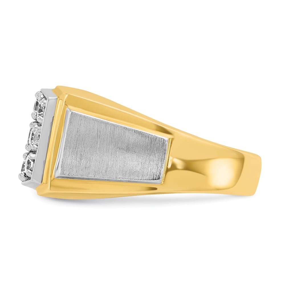 14k Two-Tone Gold 12.7 mm I1 Quality Diamond Cluster Men's Ring