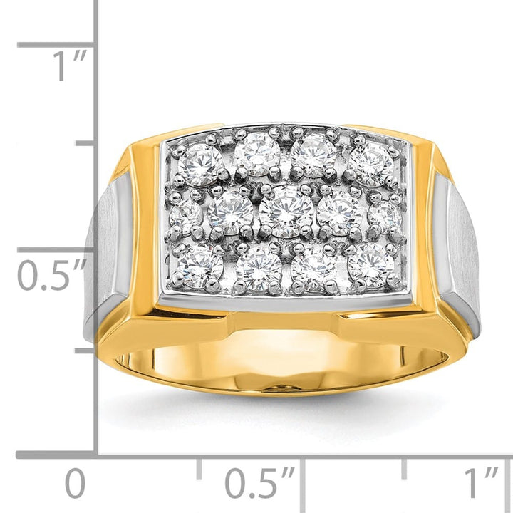 14k Two-Tone Gold 12.7 mm I1 Quality Diamond Cluster Men's Ring