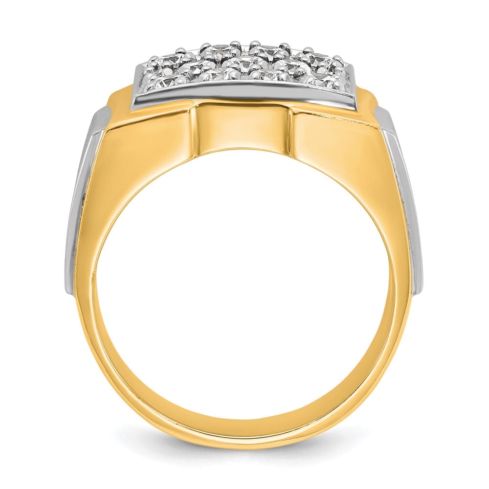 14k Two-Tone Gold 12.7 mm I1 Quality Diamond Cluster Men's Ring