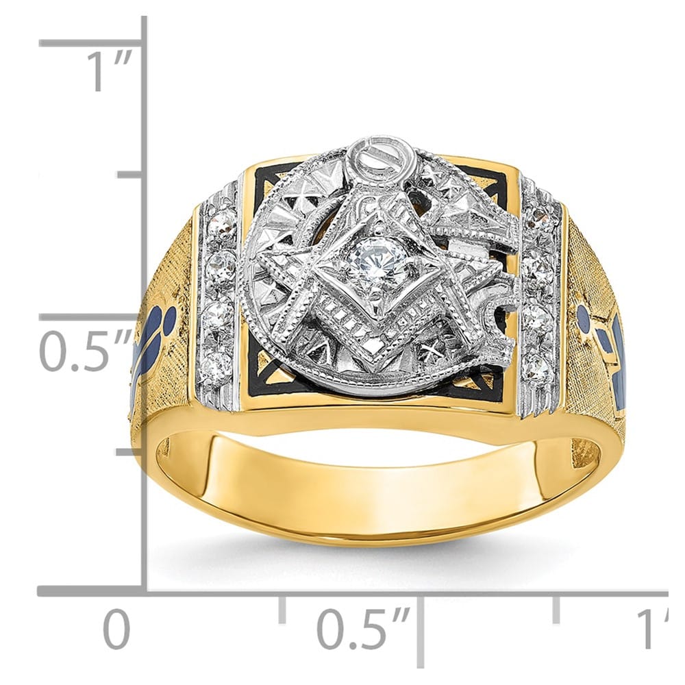 14k Two-Tone Gold 13.1 mm with Blue and Black Blue Lodge Ring