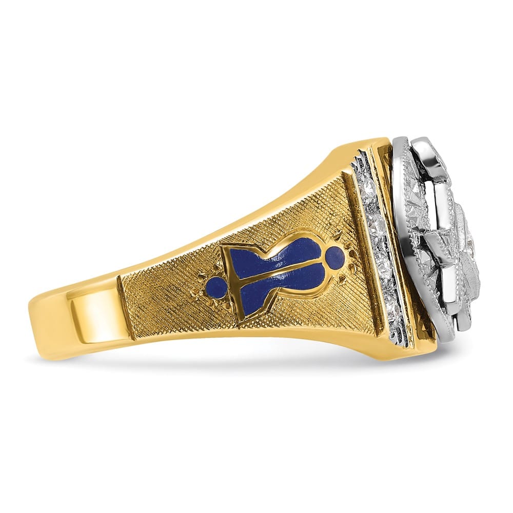 14k Two-Tone Gold 13.1 mm with Blue and Black Blue Lodge Ring