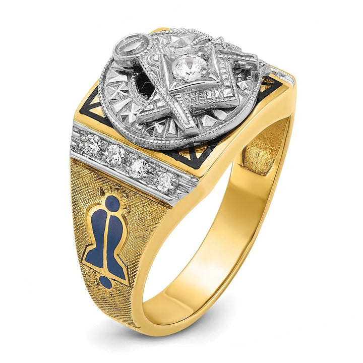 14k Two-Tone Gold 13.1 mm with Blue and Black Blue Lodge Ring