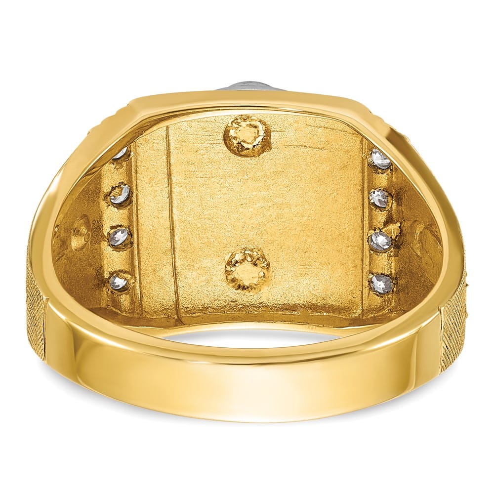 14k Two-Tone Gold 13.1 mm with Blue and Black Blue Lodge Ring